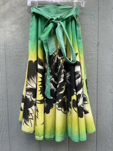 Vintage 1950s 50s Floral Hand Painted Mexican Circle Skirt W27 S/M - Fresh Stock Dated December 2025
