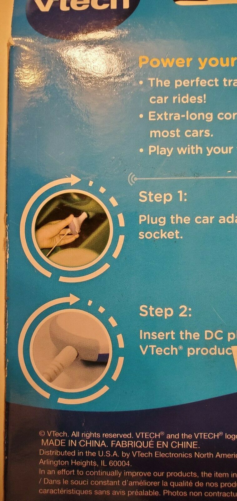 NEW Vtech Car Adaptor MobiGo V.Reader Travel Charger - Fresh Stock Dated February 2026