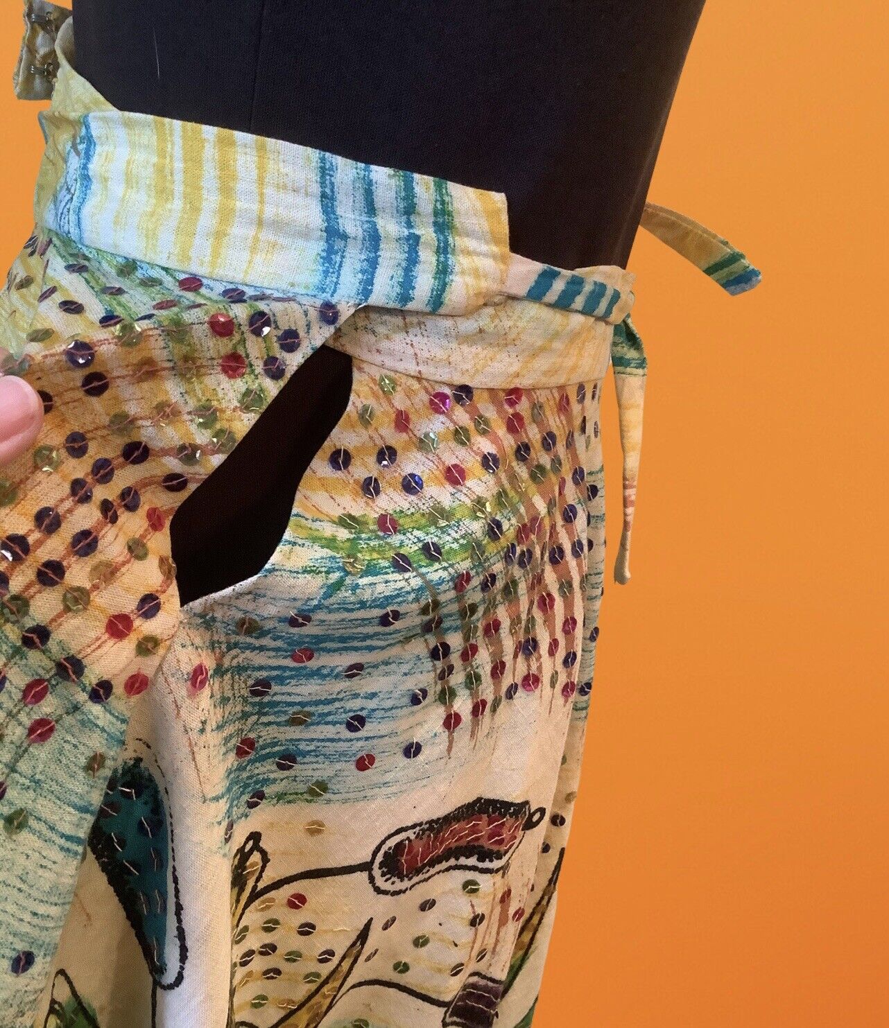 Vintage Handpainted Cotton Circle Skirt Sz S - Fresh Stock Dated March 2026