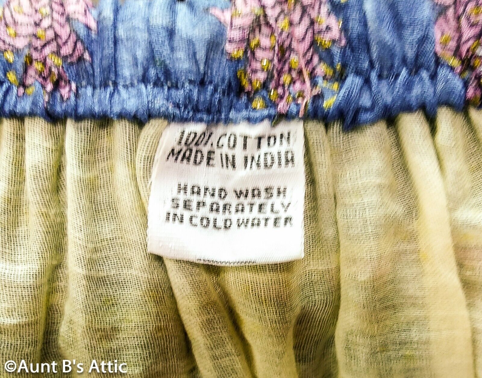 Vintage 90's Blue Multi Print Indian Cotton Elastic/Drawstring Waist Gauze Skirt - Fresh Stock Dated March 2026