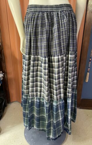 vintage Austin Harris cotton plaid tiered maxi skirt Size Large - Fresh Stock Dated February 2026