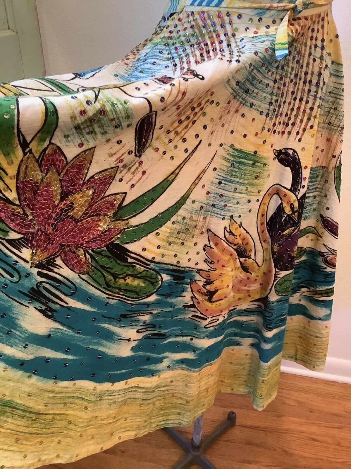 Vintage Handpainted Cotton Circle Skirt Sz S - Fresh Stock Dated March 2026