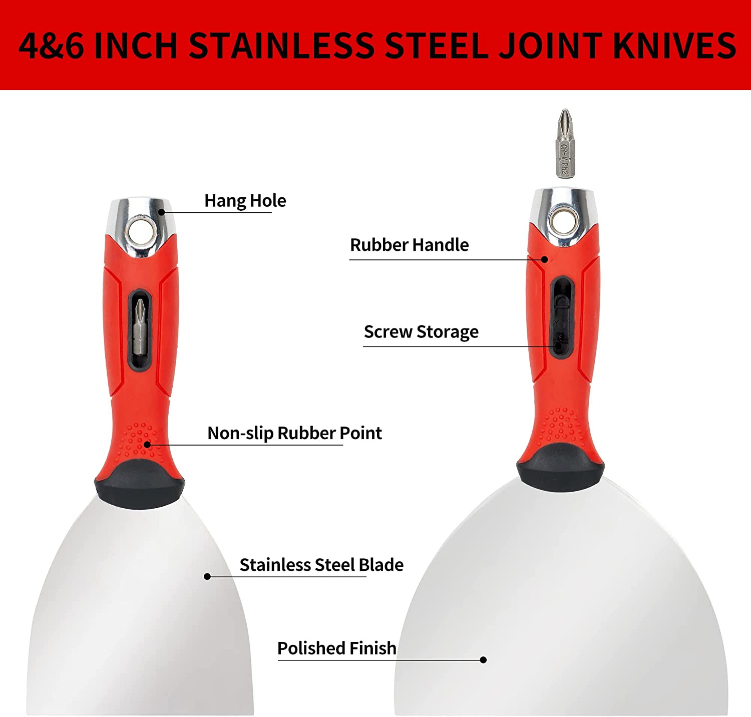 Drywall Hand Tool Kit,Stainless Steel Putty Knife Set Including Joint Knife Tapi - Fresh Stock Dated February 2026