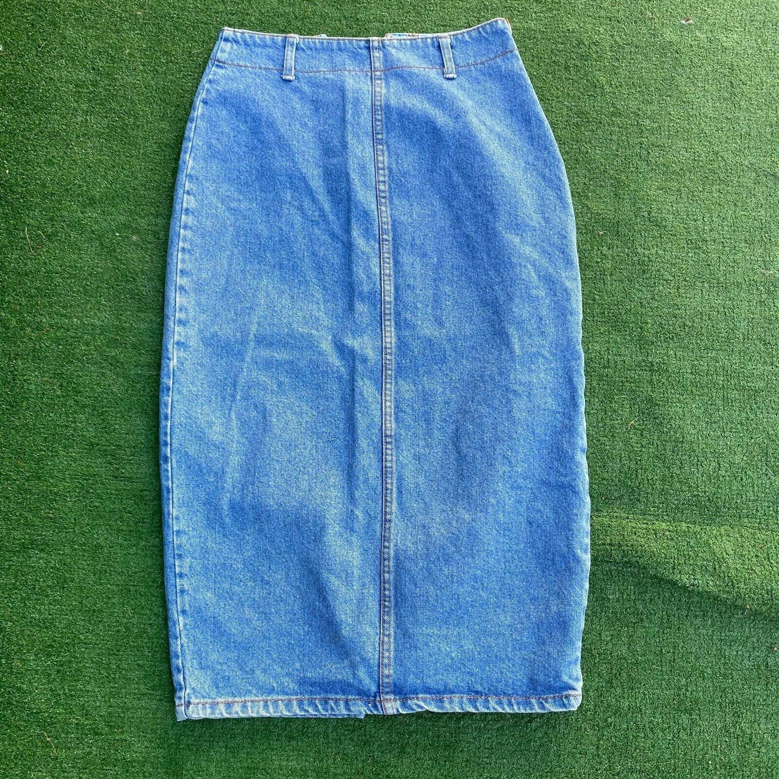 VTG 80s Bongo long jean skirt  medium Wash Denim Modest USA sz 26