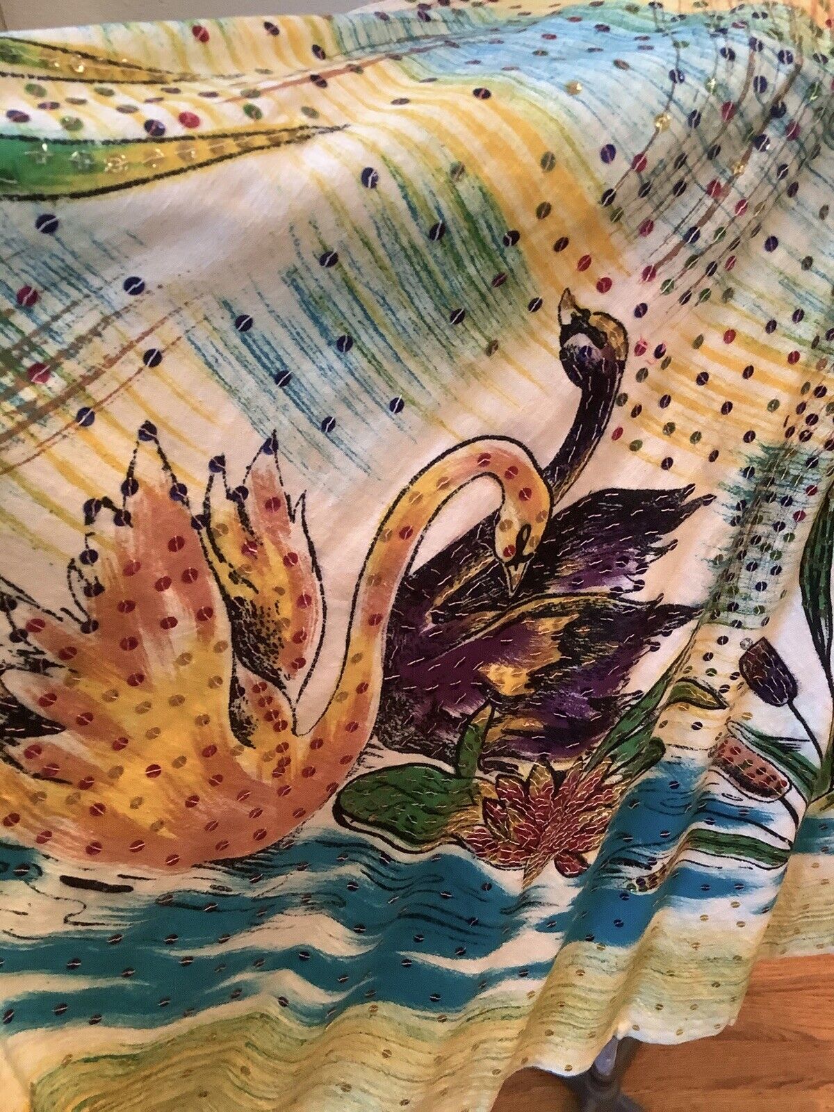 Vintage Handpainted Cotton Circle Skirt Sz S - Fresh Stock Dated March 2026