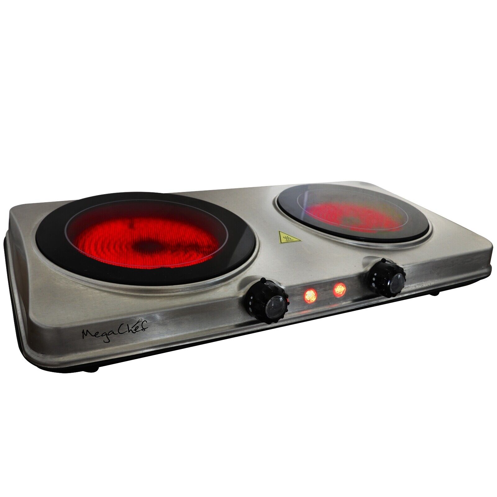 MegaChef Electric Portable Dual Size Cooktop Infrared Burner in Sleek Steel - Fresh Stock Dated February 2026