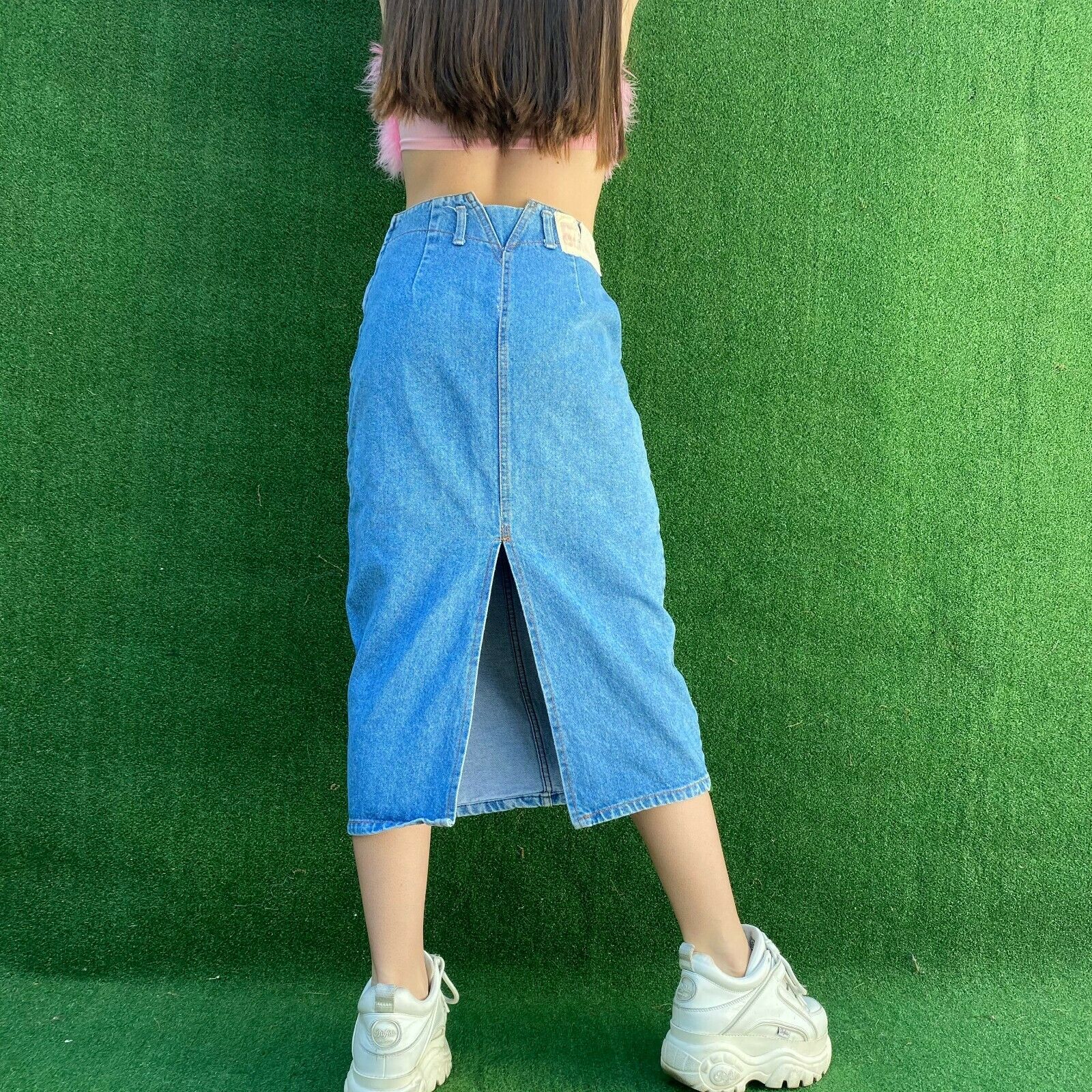 VTG 80s Bongo long jean skirt  medium Wash Denim Modest USA sz 26