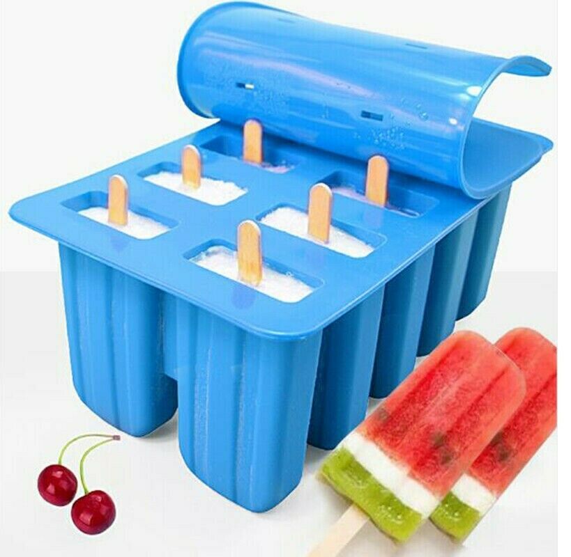 Frozen Popsicle Molds Ice Cream Pop Maker Freezer Tray Fruit with Sticks Summer - Fresh Stock Dated December 2025
