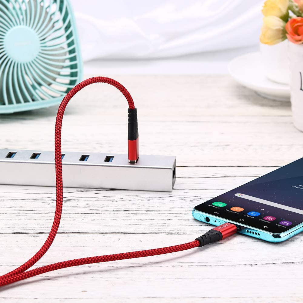 USB C Cable 3A Fast Charging, (3-Pack 3ft) JXMOX A to Type C 3ft, Red - Fresh Stock Dated February 2026