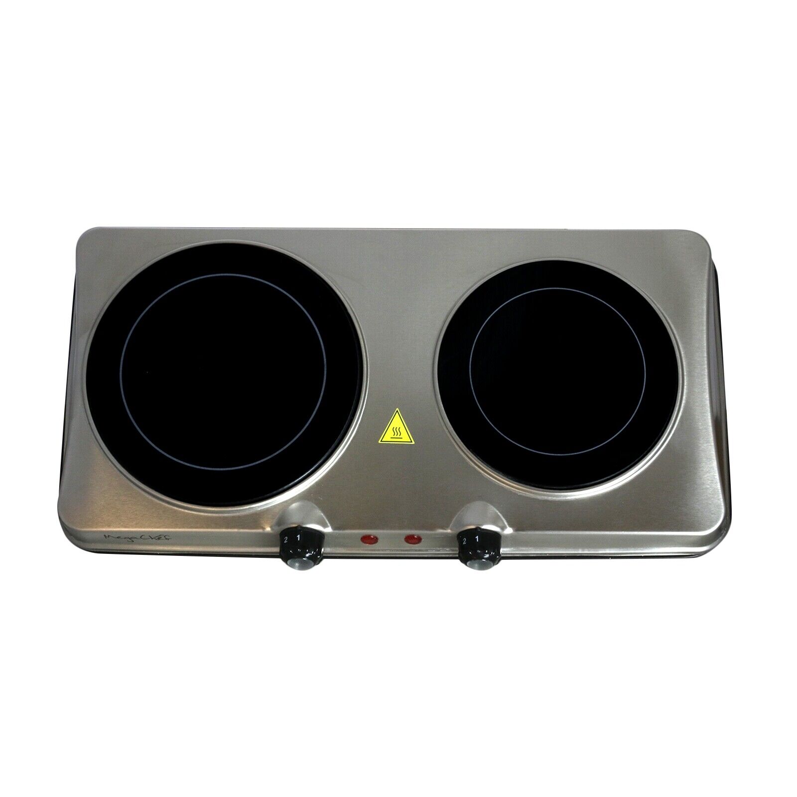 MegaChef Electric Portable Dual Size Cooktop Infrared Burner in Sleek Steel - Fresh Stock Dated February 2026