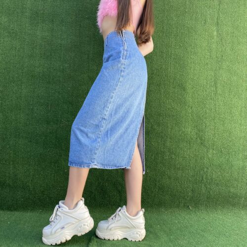 VTG 80s Bongo long jean skirt  medium Wash Denim Modest USA sz 26