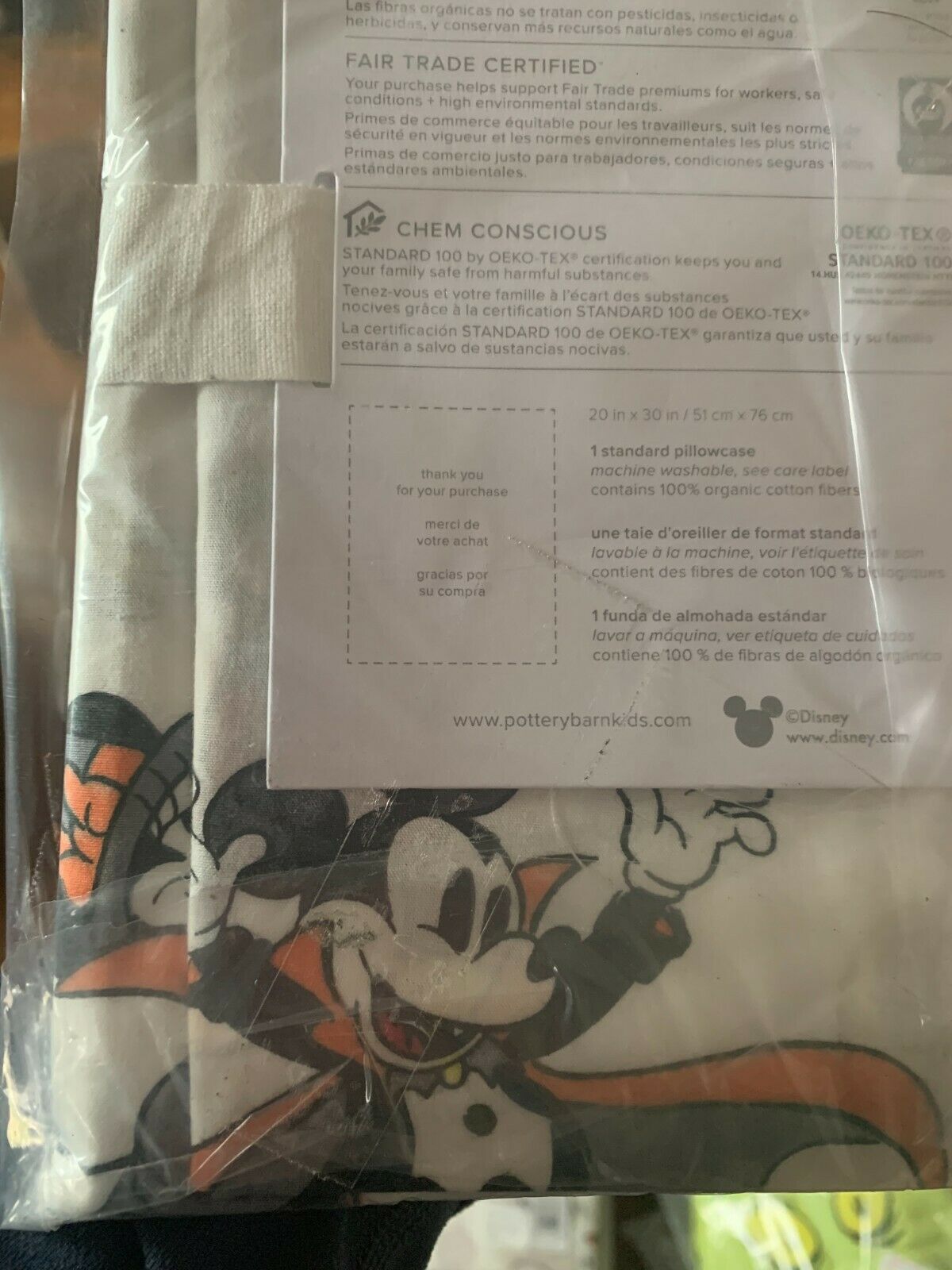 Pottery Barn Mickey Mouse PILLOW case cover holiday Halloween Minnie disney gift - Fresh Stock Dated December 2025