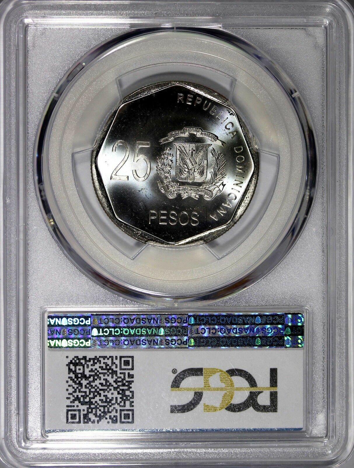 DOMINICAN REPUBLIC 2008 25 Pesos PCGS MS63 Hero of the Restoration KM# 107 - Fresh Stock Dated February 2026