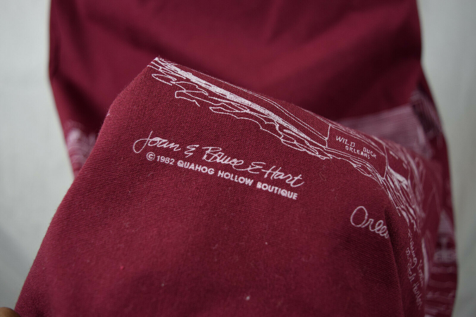 Vintage 80s JOAN HART DESIGNS Wrap Around Skirt Maroon White VTG Cape Cod Harbor - Fresh Stock Dated February 2026