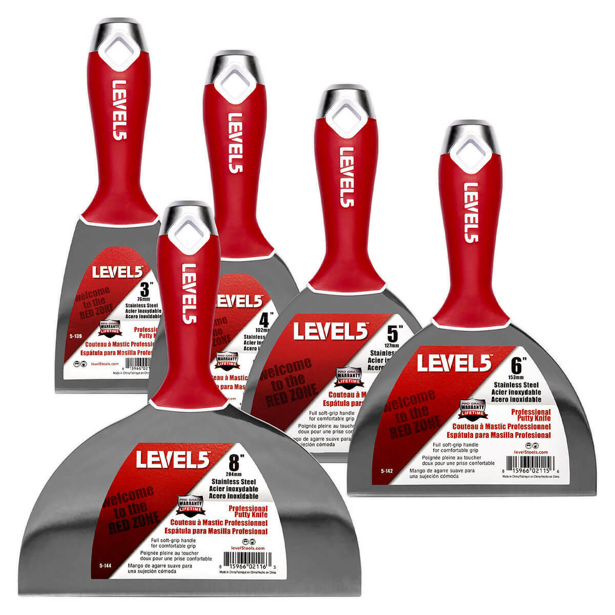 Drywall Putty Knife Set Stainless Steel Joint Knives 5 Piece | LEVEL5 | 5-602 - Fresh Stock Dated February 2026