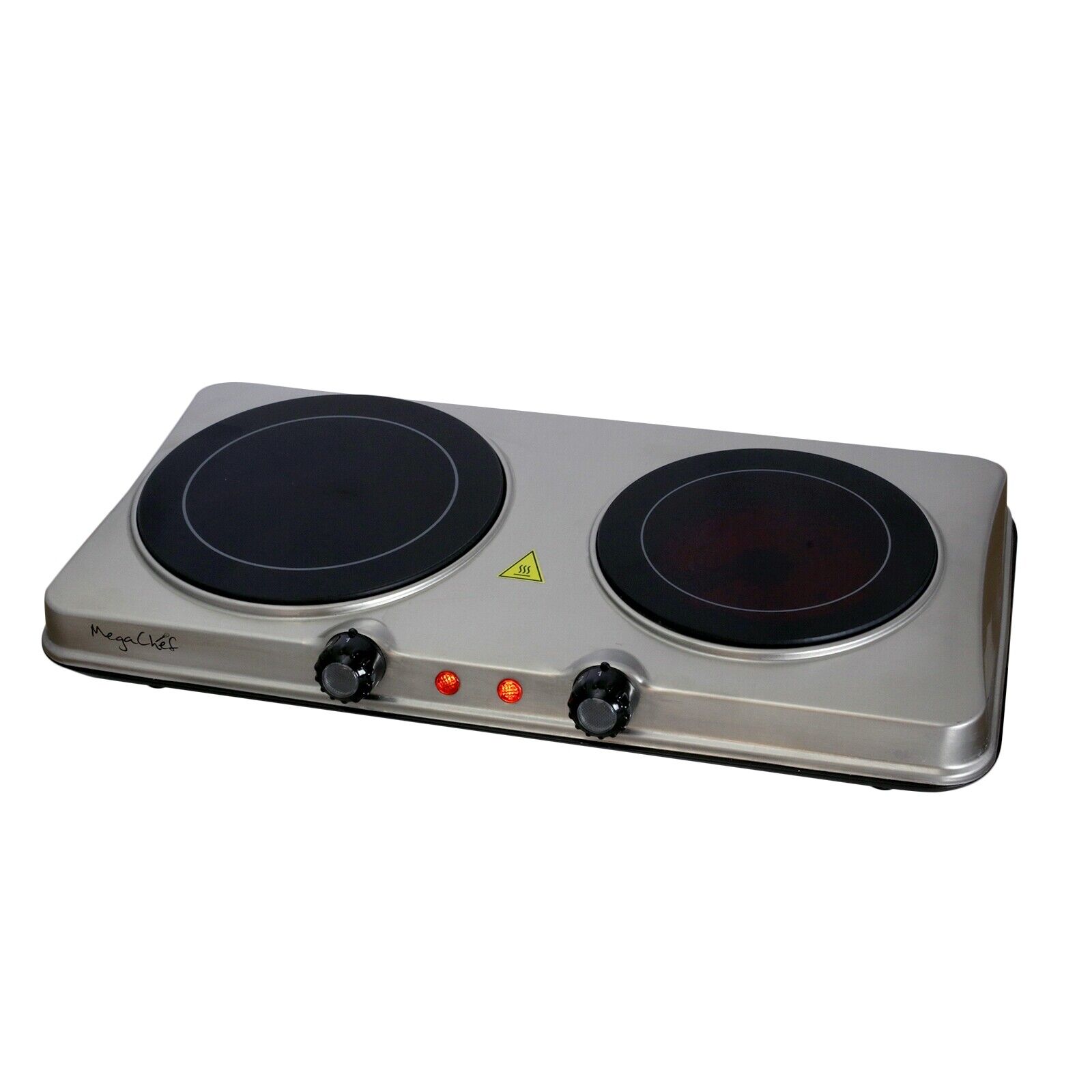 MegaChef Electric Portable Dual Size Cooktop Infrared Burner in Sleek Steel - Fresh Stock Dated February 2026