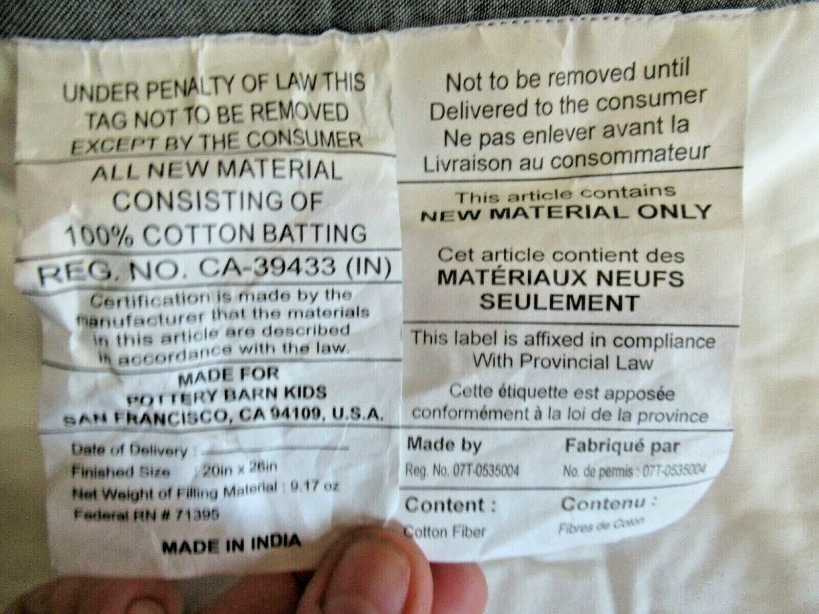 New! POTTERY BARN KIDS Dinosaur quilted Sham pillow Standard Size Cotton Ivory - Fresh Stock Dated January 2026