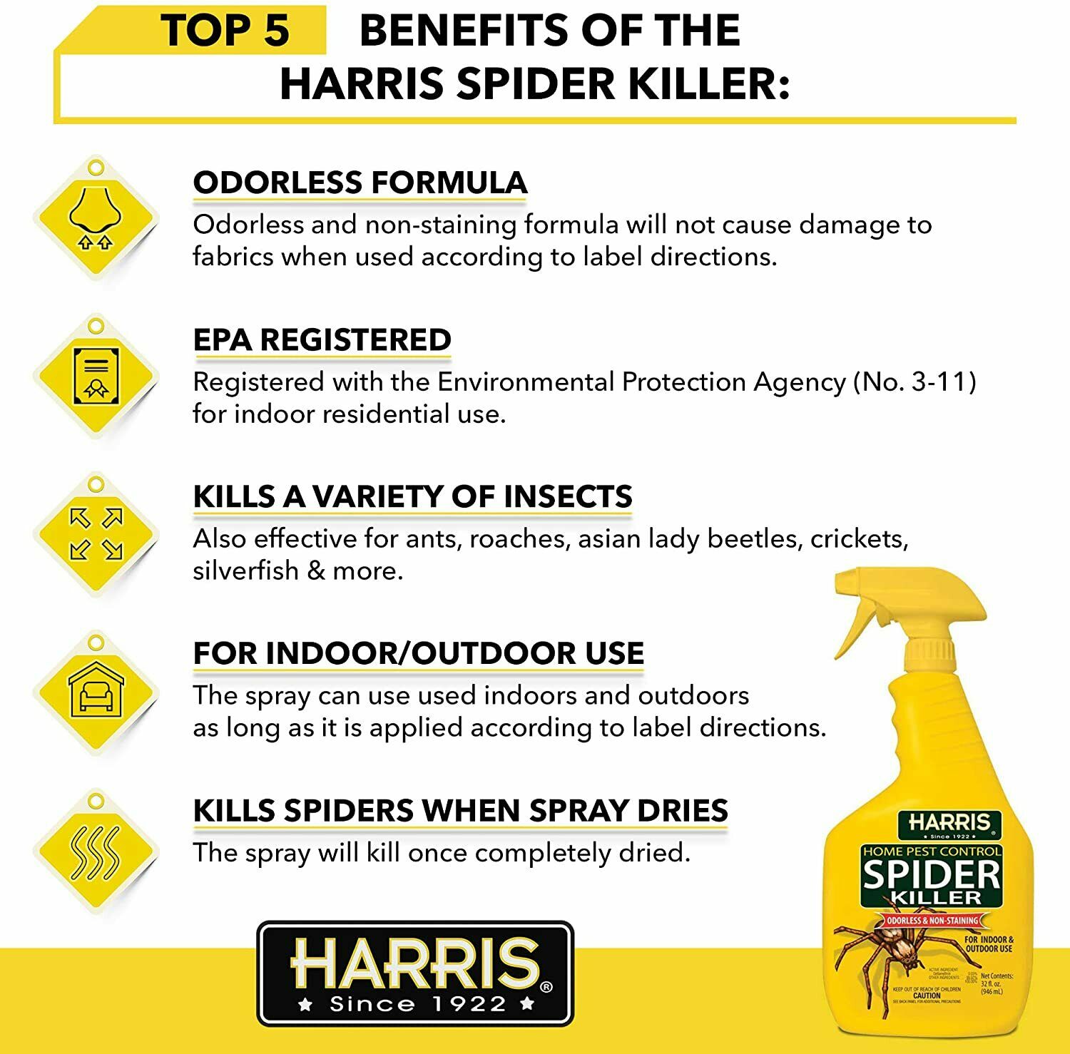 Harris Spider Killer, 32oz Spray New - Fresh Stock Dated December 2025