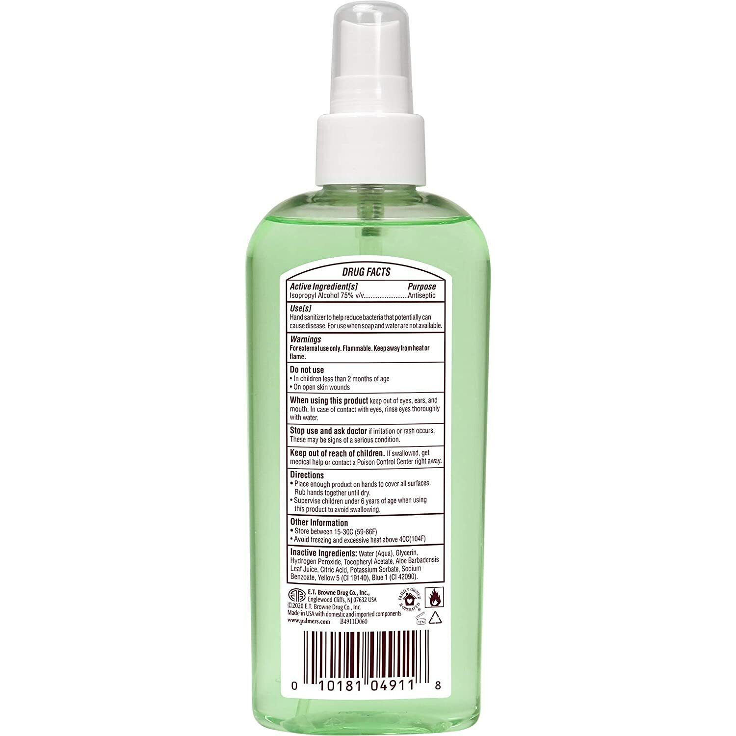 Palmer's Advanced Hand Sanitizer Spray With Soothing Aloe, 5.1 Fl Oz, 6 Count - Fresh Stock Dated February 2026