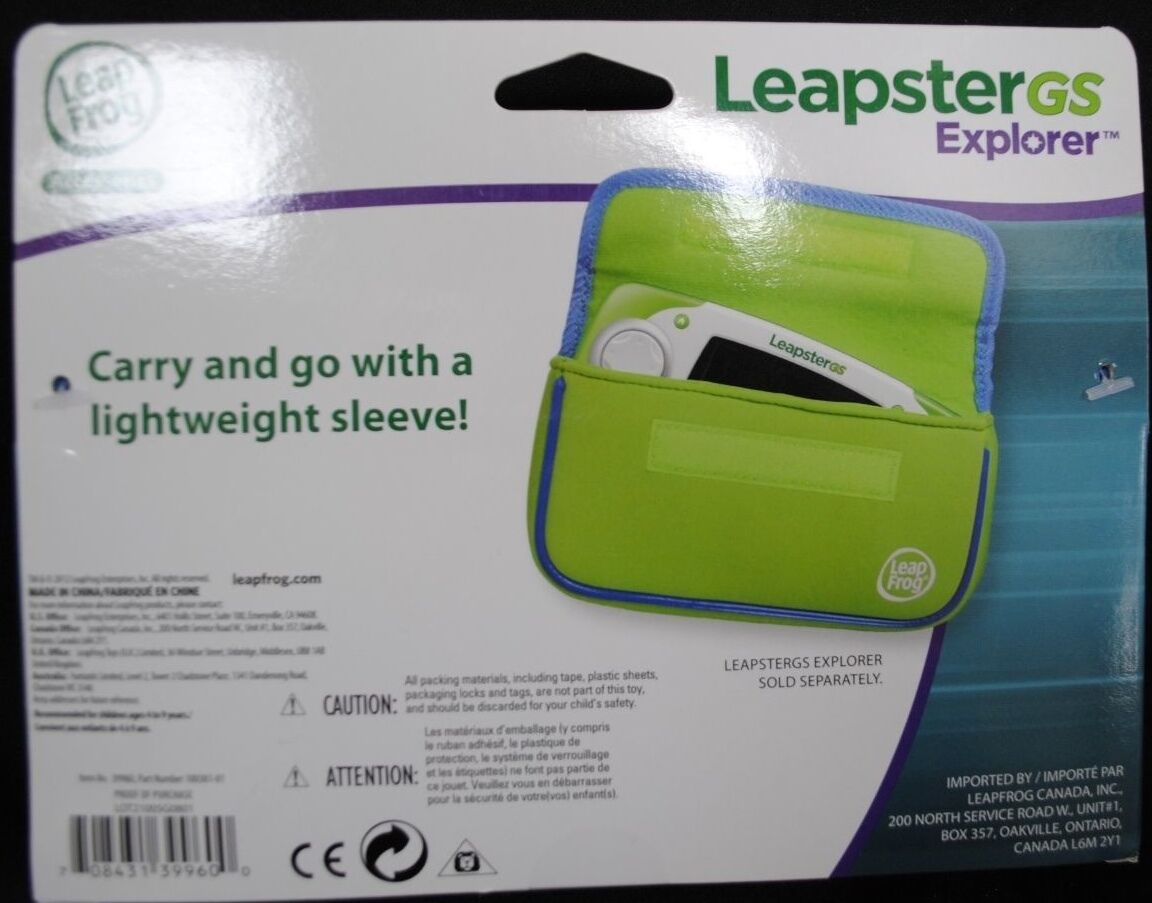 Leap Frog Leapster GS Explorer Neoprene Sleeve Green 7.75 in X 4.50 in - Fresh Stock Dated December 2025