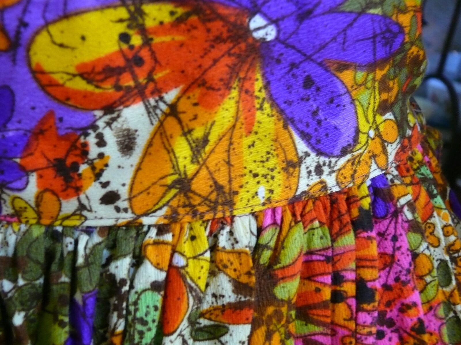 1960-70`s  Bright Intense Floral and Batik Look Long Skirt High Waisted WOW - Fresh Stock Dated February 2026