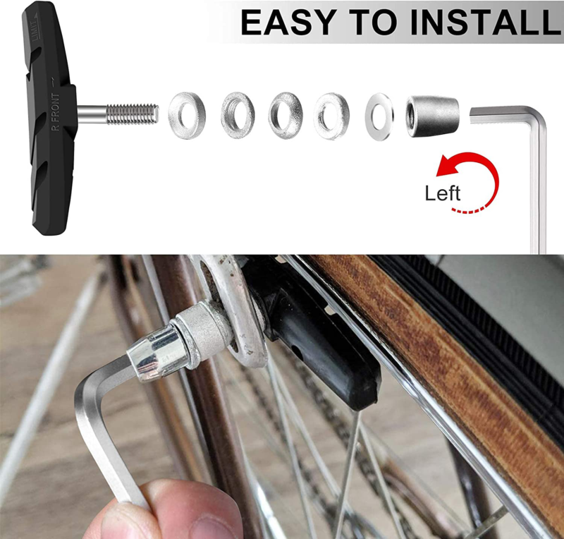 Alritz Bike Brake Pads Set, 3 Pairs Road Mountain Bicycle V-Brake Blocks Shoes w - Fresh Stock Dated February 2026