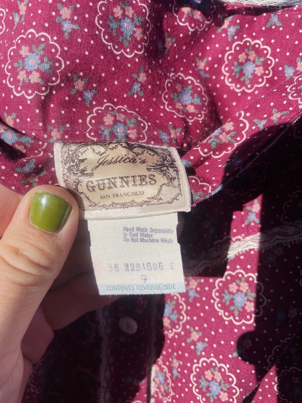 Vintage 1970's Gunne Sax Burgundy Floral midi Prairie Skirt - Fresh Stock Dated March 2026