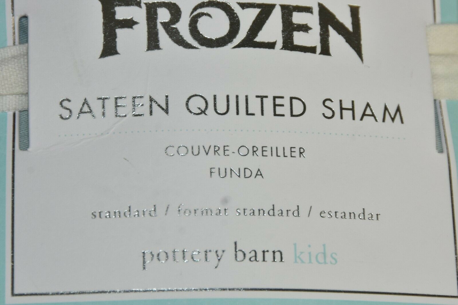 NEW Pottery Barn Kids 2 PC Frozen Sateen Quilted Shams Blue White STANDARD - Fresh Stock Dated December 2025