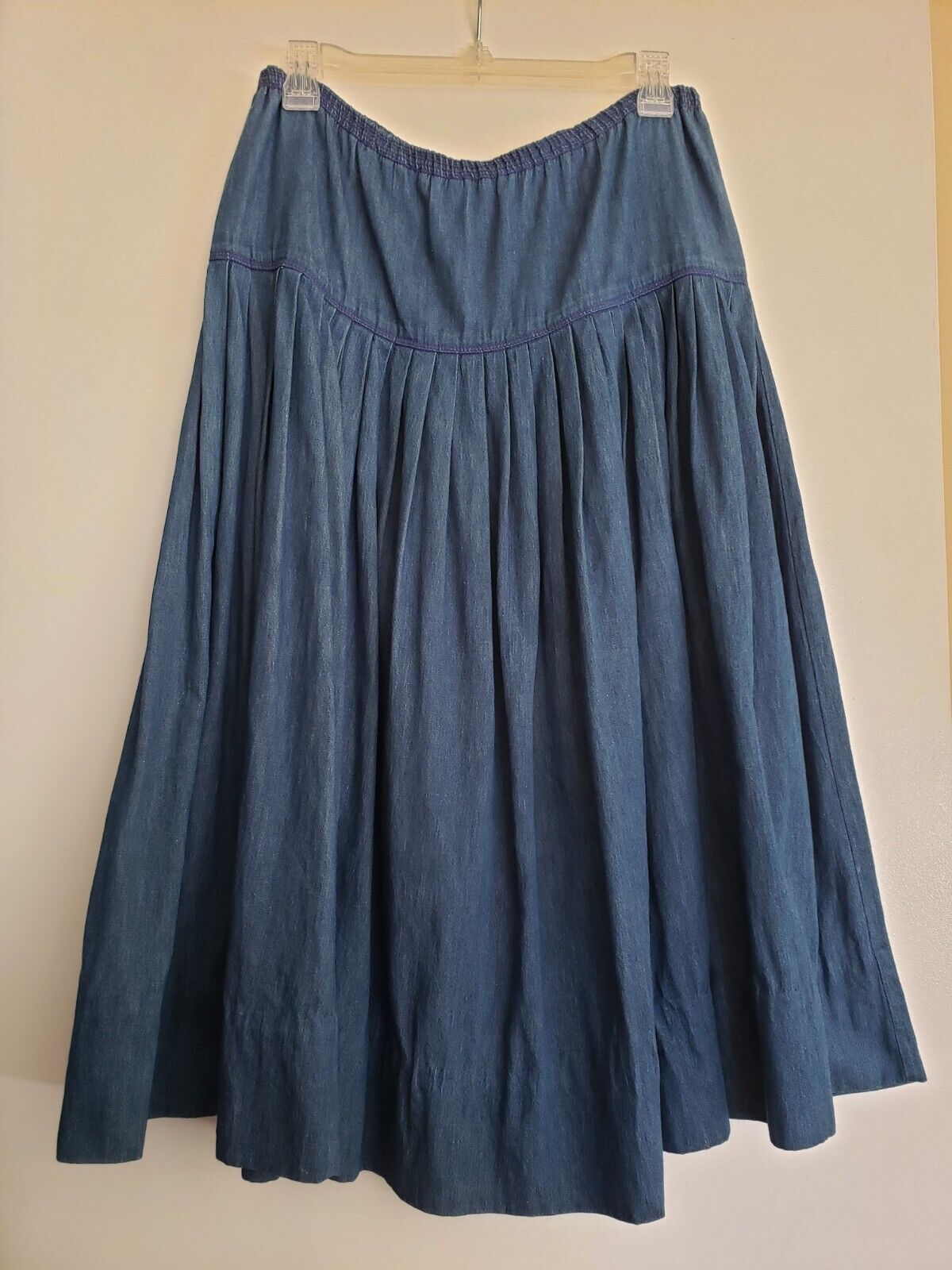 VTG GENE EWING BIS Vintage 80s Blue Denim Midi Skirt California Sunwash Womens - Fresh Stock Dated March 2026