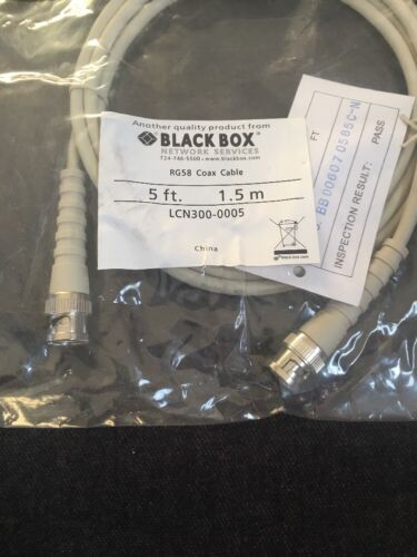 Lot Of 5 New  BLACK BOX THIN NET RG58 COAX CABLE 5FT LCN300-0005 - Fresh Stock Dated December 2025
