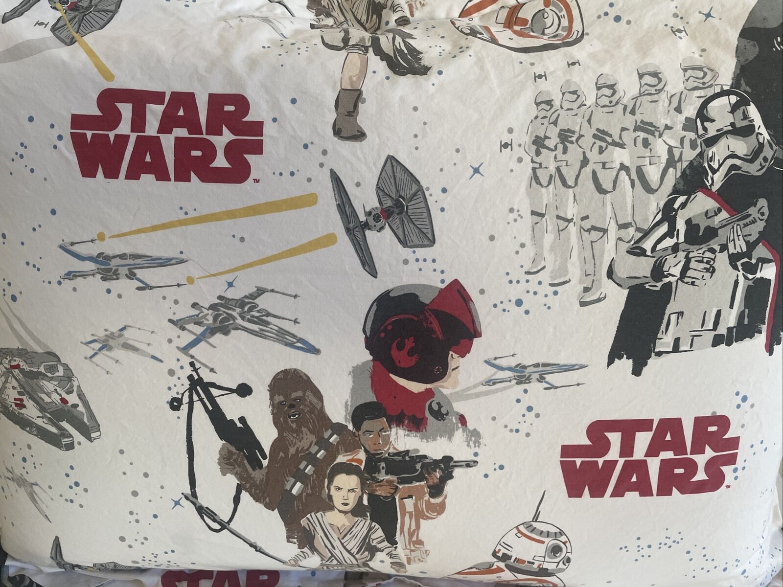 2 POTTERY BARN KIDS Pillow Cases Shams Cotton Star Wars Force Awakens Chewbacca - Fresh Stock Dated February 2026