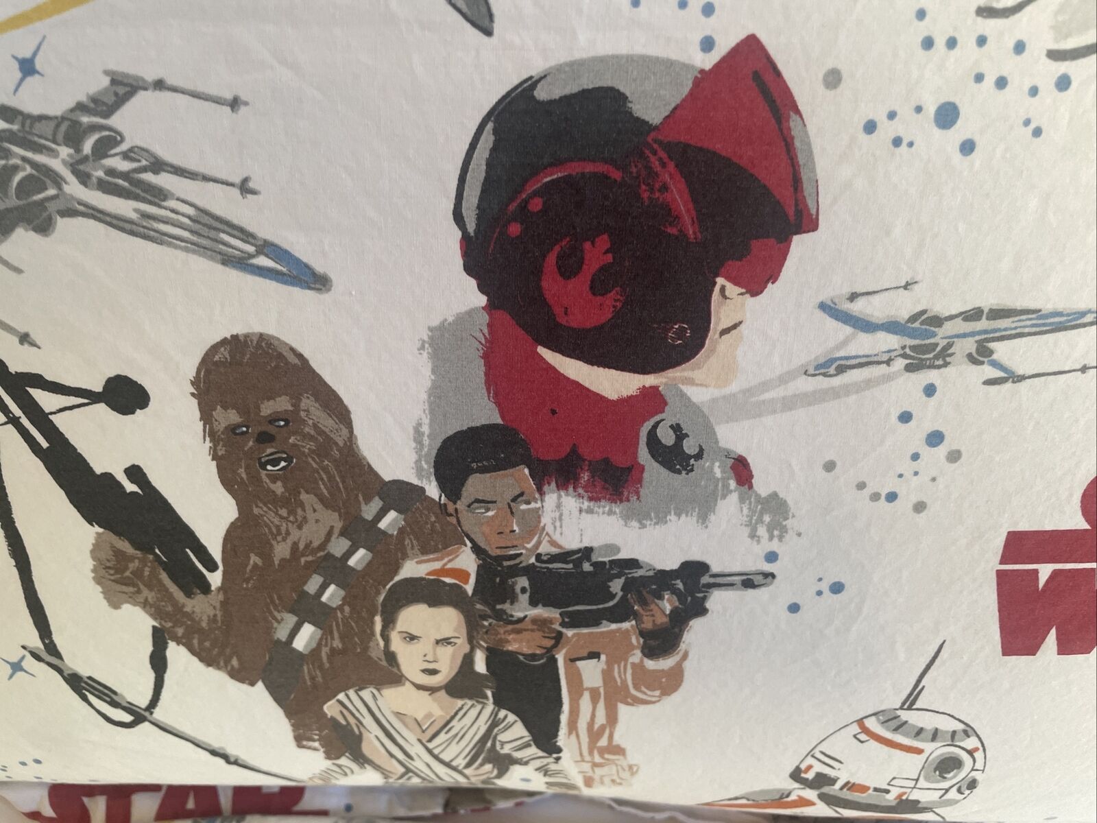 2 POTTERY BARN KIDS Pillow Cases Shams Cotton Star Wars Force Awakens Chewbacca - Fresh Stock Dated February 2026