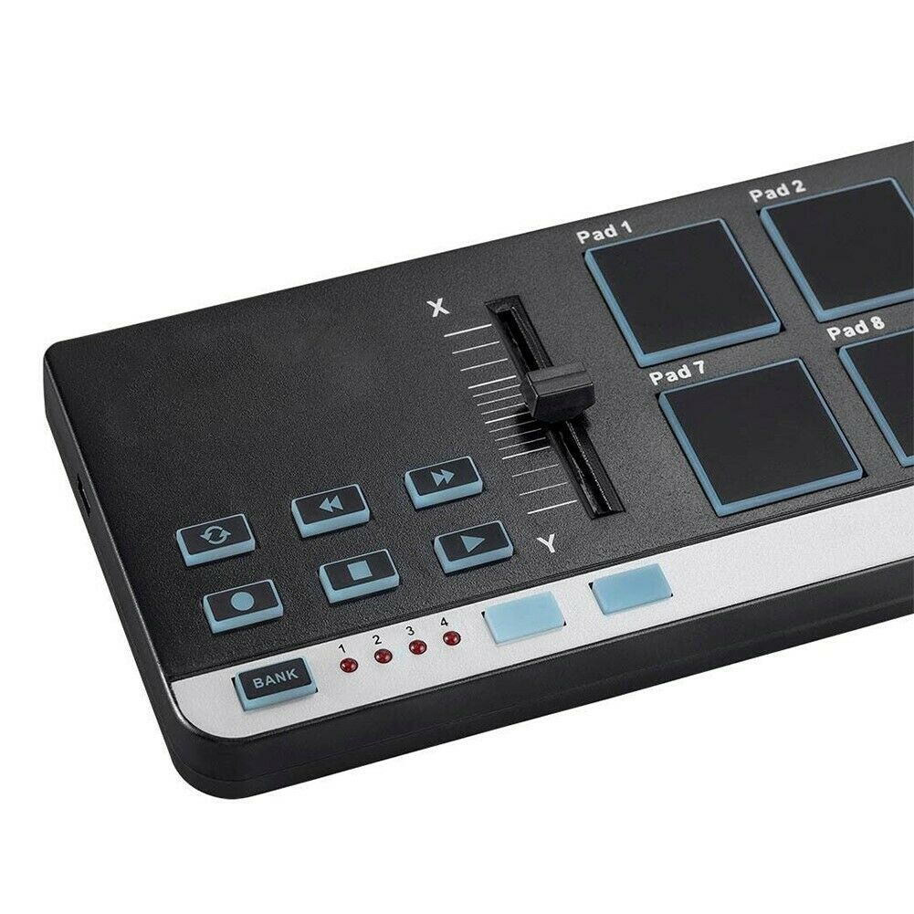 Portable USB MIDI Pad Controller with 12x RGB Backlit Velocity Sensitive Pads - Fresh Stock Dated February 2026
