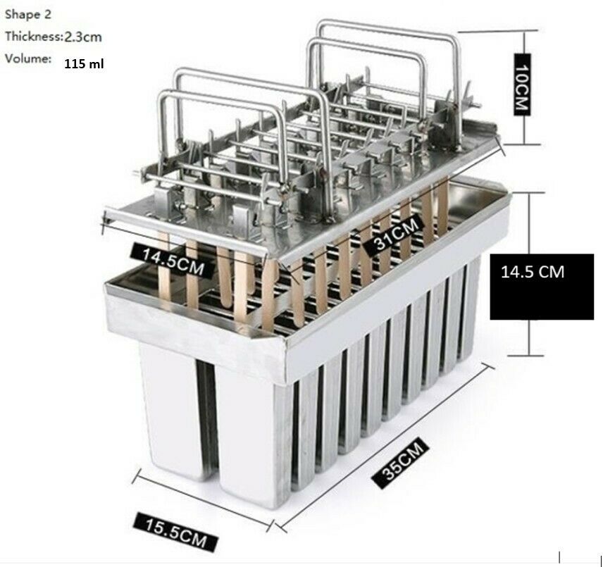 POPSICLE MOLD STAINLES STEEL 115 ml, 20 CAVITIES. MOLDE PARA PALETAS ARTESANALES - Fresh Stock Dated December 2025