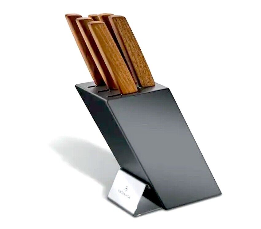 Victorinox Swiss Modern Kitchen Knife Block Set In Stainless & Walnut 6 Pieces - Fresh Stock Dated February 2026