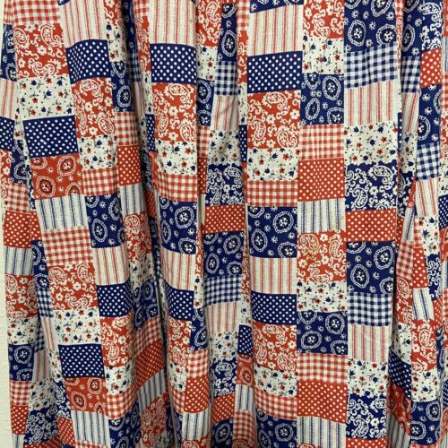 Vintage Prairie skirt maxi long Medium Peasant bandana print red white blue - Fresh Stock Dated February 2026