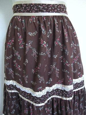 Vtg 70s Gunne Sax Tiered Ruffle Prairie Maxi Skirt 7 XS Brown Floral Lace Ribbon - Fresh Stock Dated March 2026
