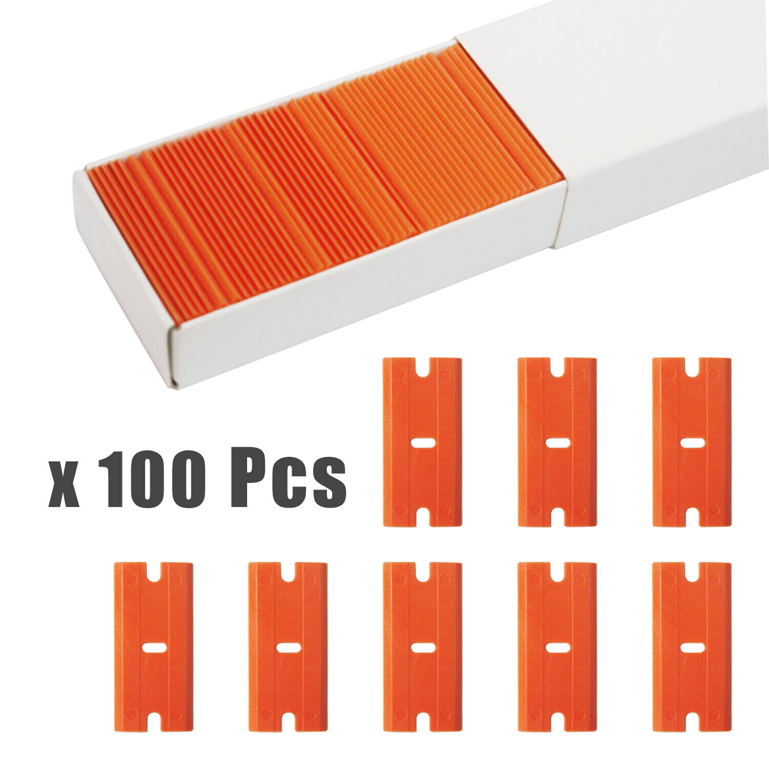 100 Pcs Plastic Razor Blades + 2 Razor Scraper Double Edged Sticker Removal Tool - Fresh Stock Dated February 2026