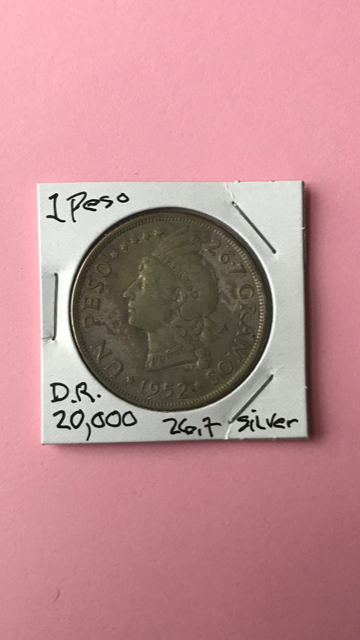 1952 UN PESO DOMINICAN REPUBLIC SILVER COIN 20,000 MINTED - Fresh Stock Dated February 2026