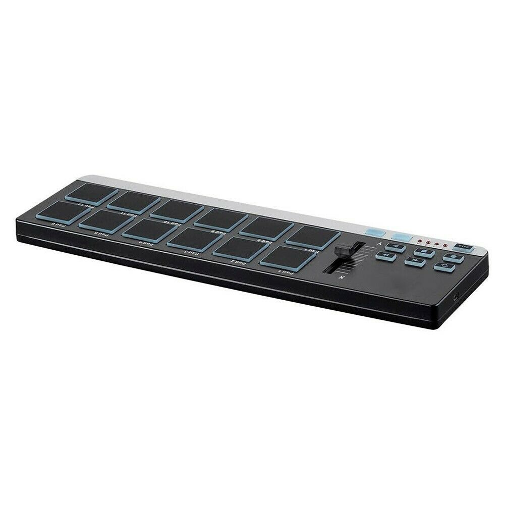Portable USB MIDI Pad Controller with 12x RGB Backlit Velocity Sensitive Pads - Fresh Stock Dated February 2026
