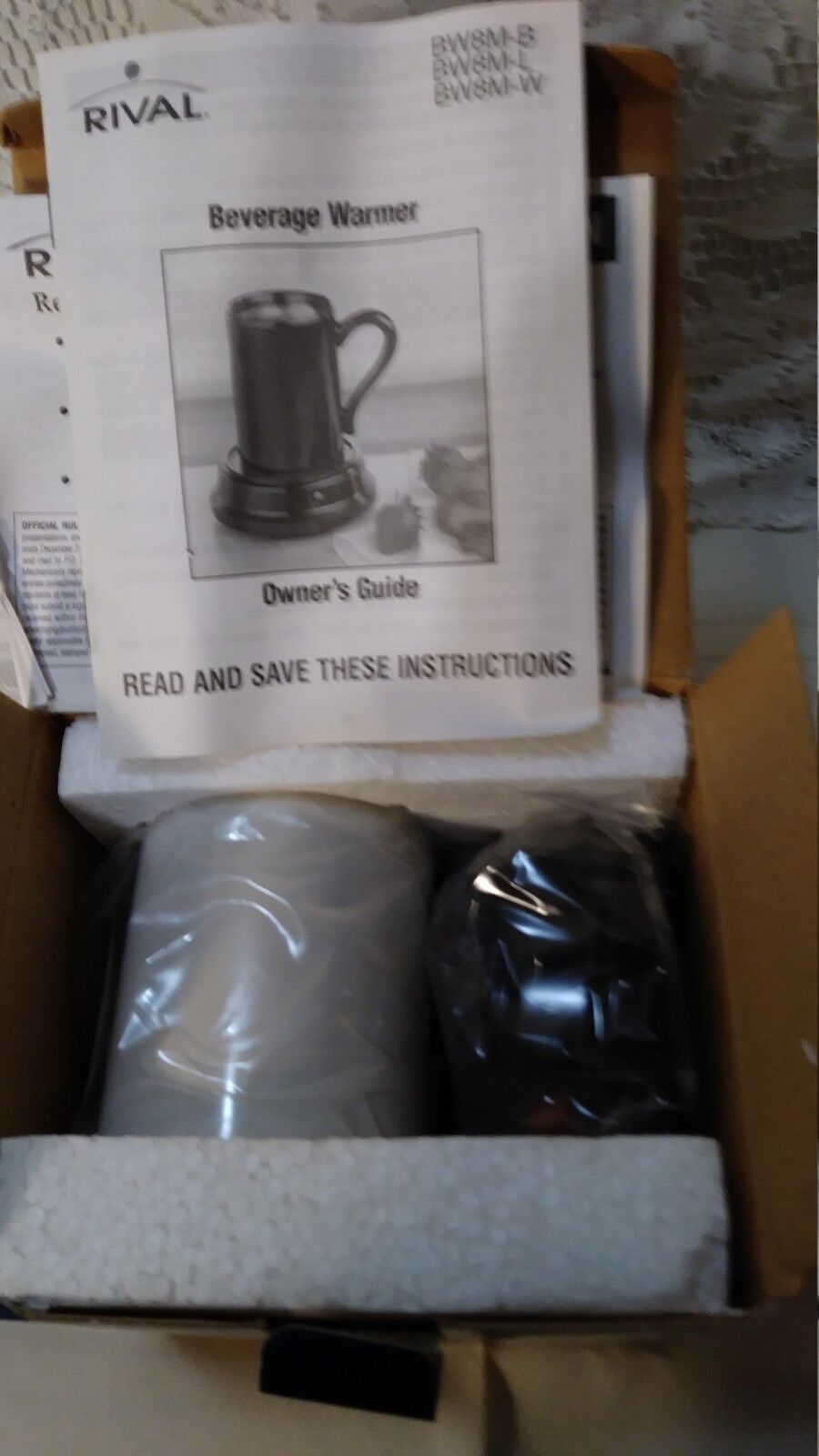 Rival Electric Beverage Warmer, Black with Bonus White 8 ounce MUG BW8MW NOS - Fresh Stock Dated February 2026