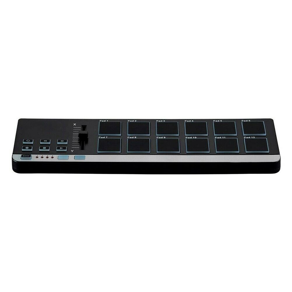 Portable USB MIDI Pad Controller with 12x RGB Backlit Velocity Sensitive Pads - Fresh Stock Dated February 2026