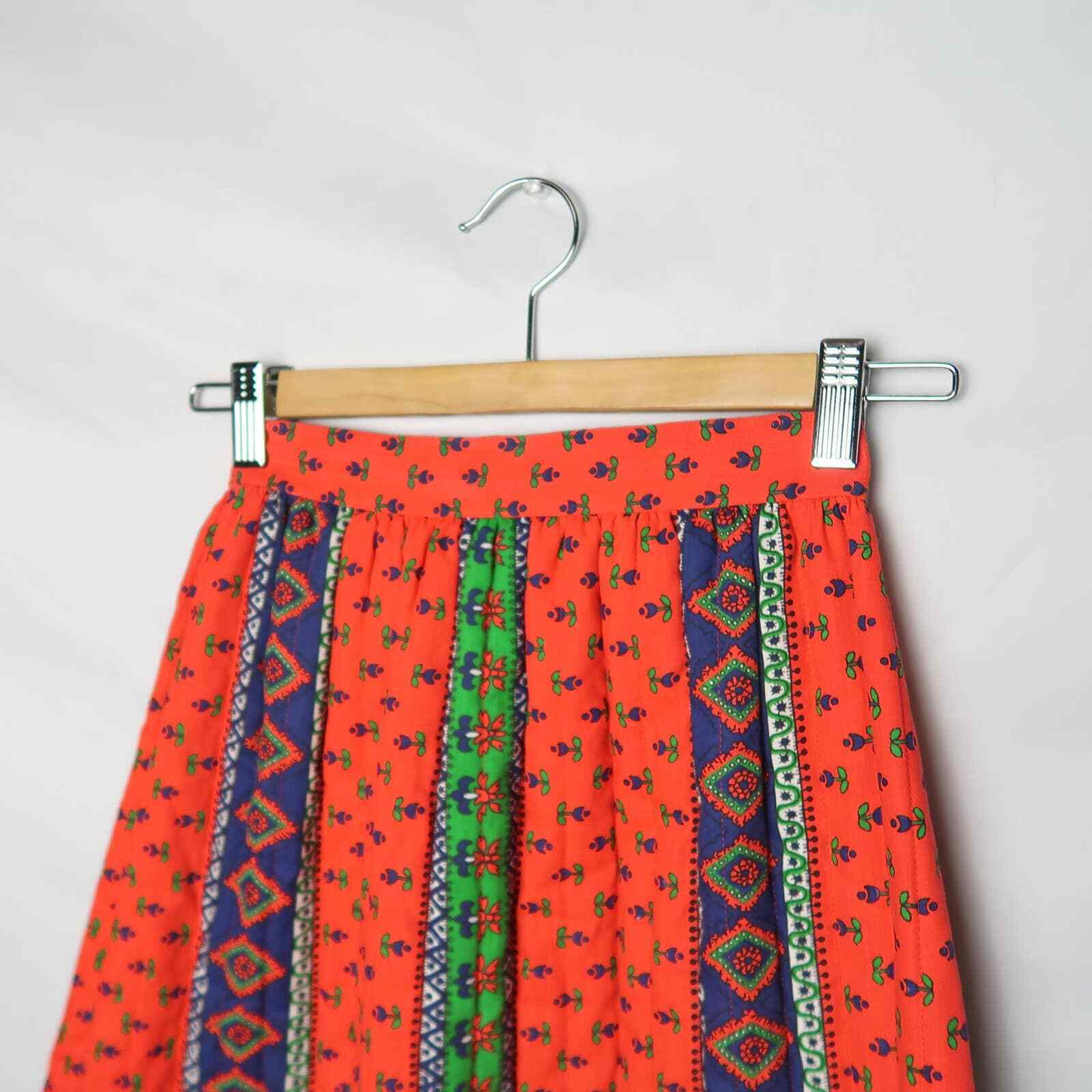 Vintage 70s Her Majesty red and blue calico floral quilted prairie skirt 14 - Fresh Stock Dated March 2026