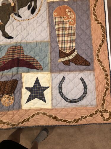 Patch Magic Quilted Cowboy Throw Blanket~Wall Hanging~52” X 62” Western EUC - Fresh Stock Dated December 2025
