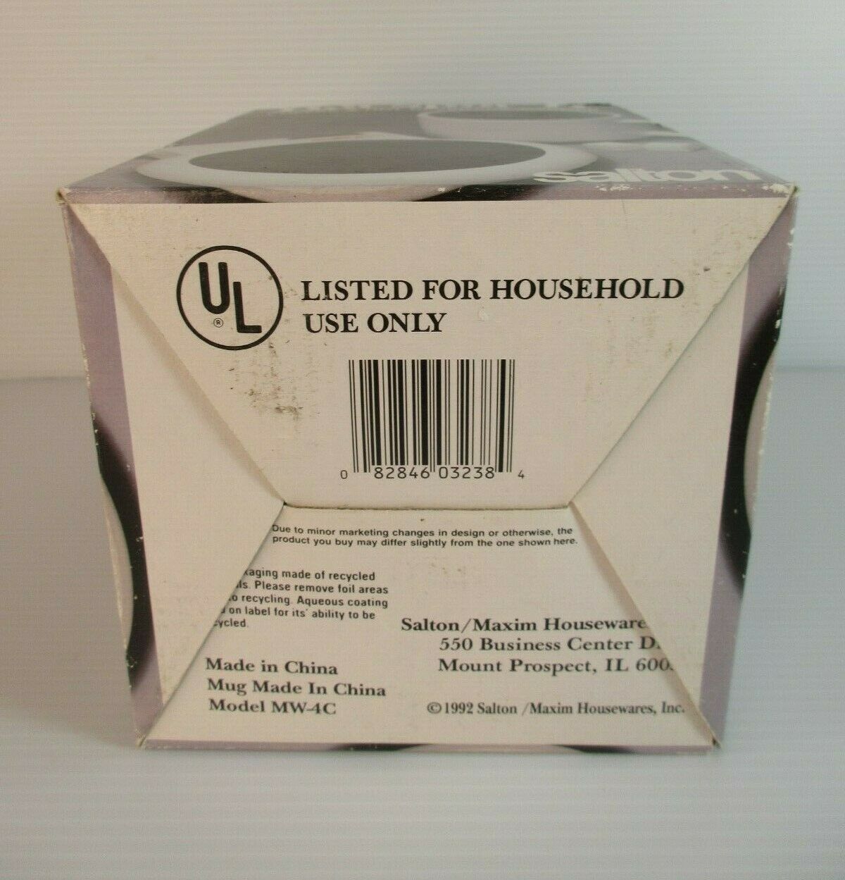 Salton Hot Spot II Coffee Hot Beverage Warmer & Ceramic MUG White NEW in Box - Fresh Stock Dated February 2026