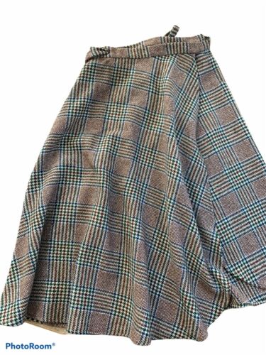 Vintage 70s wool plaid midi wrap skirt S - Fresh Stock Dated February 2026