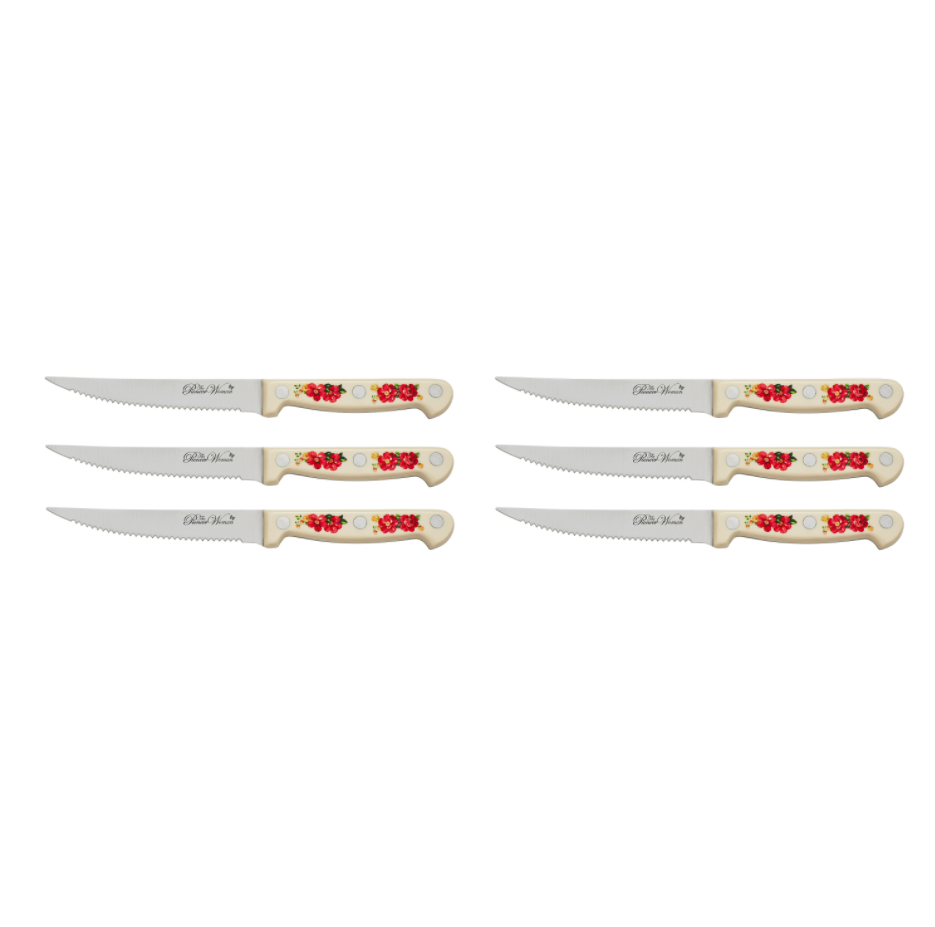 Pioneer Woman Vintage Floral 14-Piece Cutlery Kitchen Set Wood Block Home Dining - Fresh Stock Dated December 2025