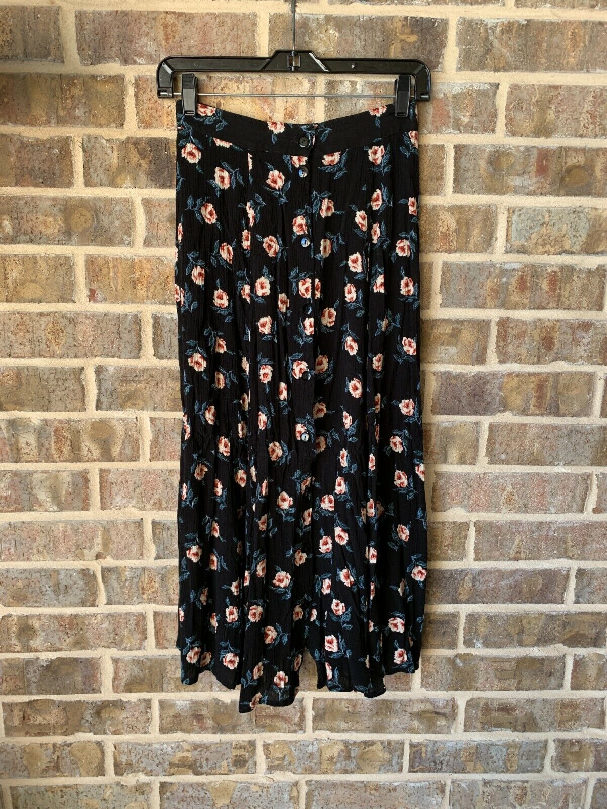 Krush California vintage 90's floral button front skirt black pleated gauze look - Fresh Stock Dated March 2026