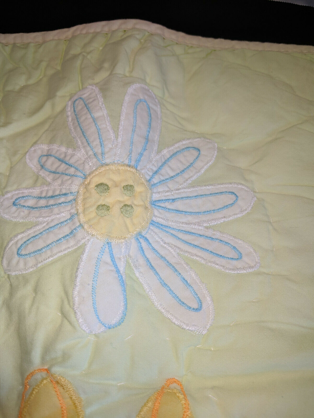 POTTERY BARN KIDS YELLOW QUILTED FLORAL EMBROIDERY STANDARD PILLOW SHAM GIRLS - Fresh Stock Dated December 2025