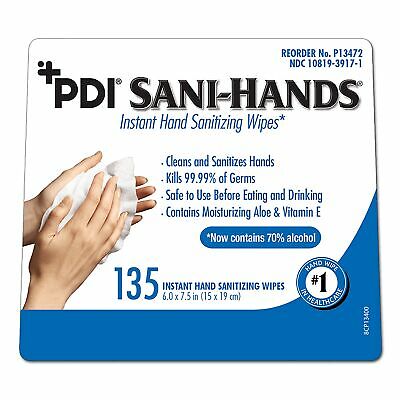 Sani-Hands Unscented Wipe Hand Sanitizing Wipe 135 Count Canister 1620 per Case - Fresh Stock Dated February 2026